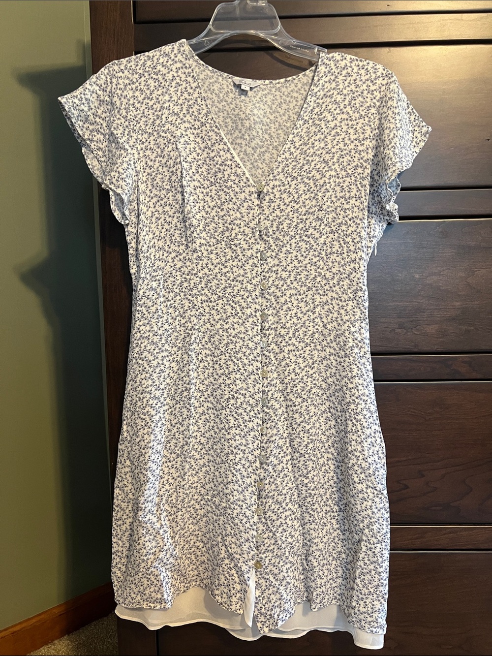 Rails White and Light Blue Floral Button-Front Mini Dress